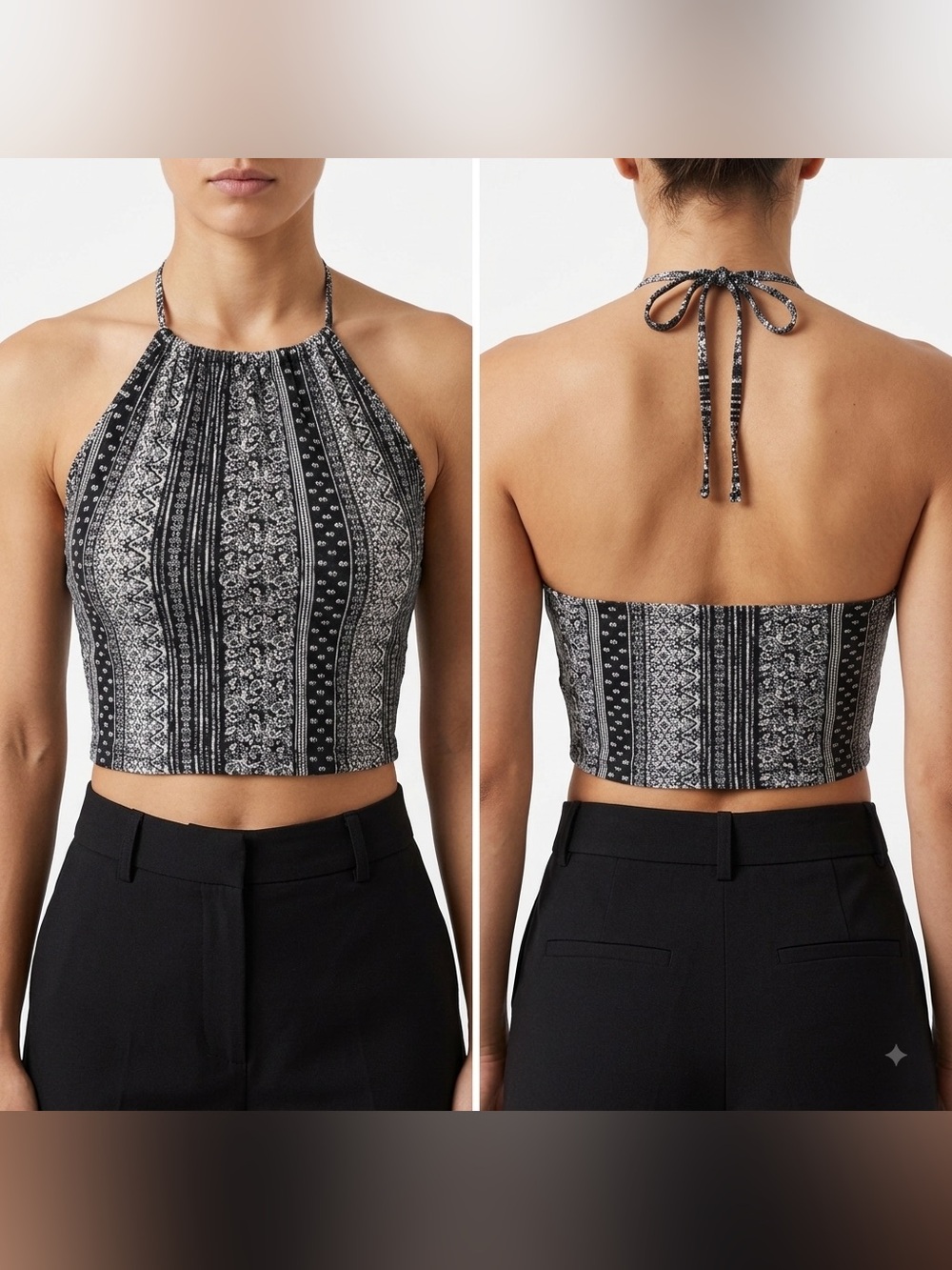 Forever 21 Paisley Bandana Print Halter Crop Top - Size L